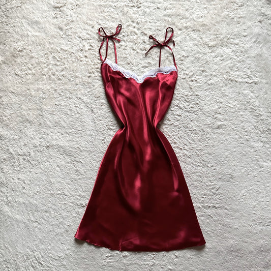 2000's scarlet satin lace slip