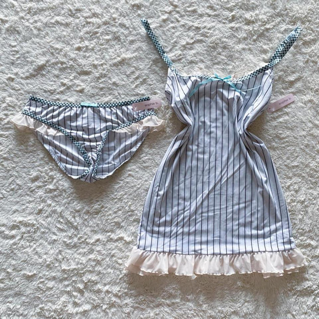 2000's bluebell cream stripe set