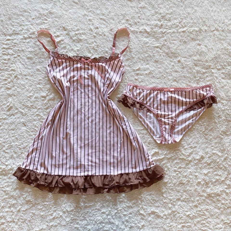 2000's striped slip + panty set