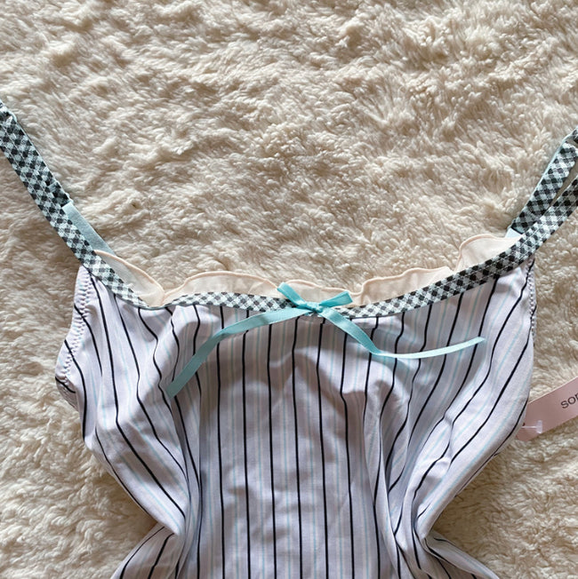 2000's bluebell cream stripe set