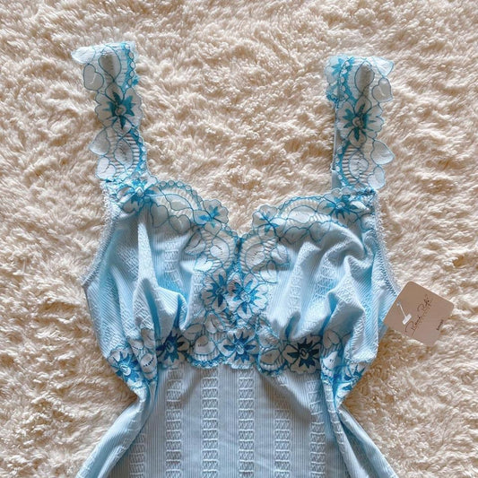 2000's light blue hibiscus cami set