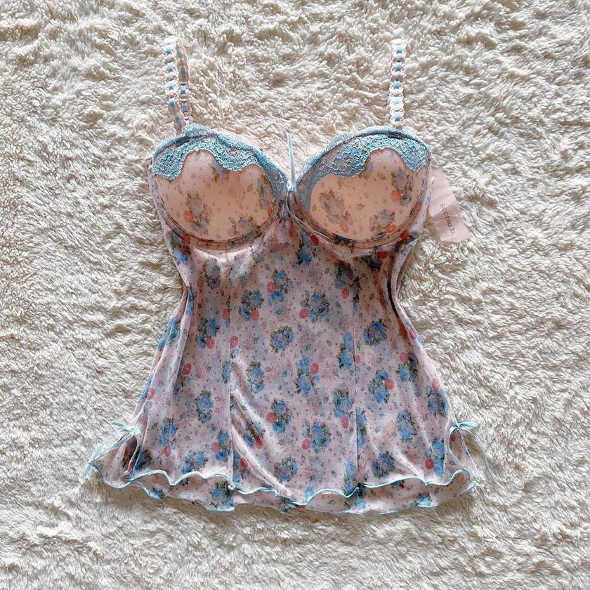 2000's garden teacup bustier